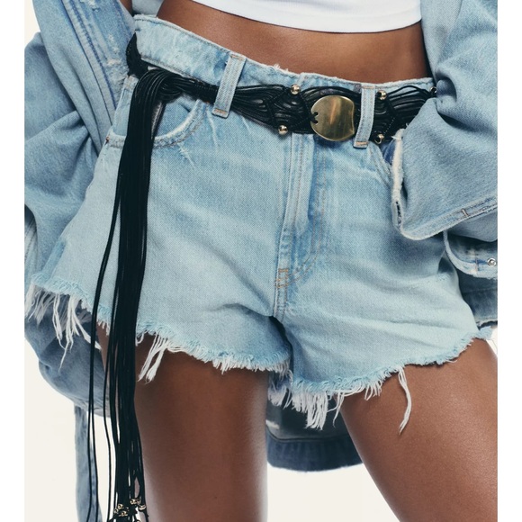 ZARA BELT - METAL PIECE CROCHET CORD BELT NWT Size 32